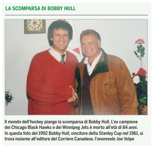 Addio ad un mito dell’hockey: <br>l’ex campione Bobby Hull