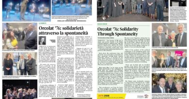 Two-page newspaper spread about Orcolat '76 solidarity, featuring stage performers, a group photo, and article columns.