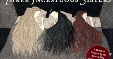 Book cover for The Three Incestuous Sisters, showing three women with long hair lying in bed under a dark blanket.