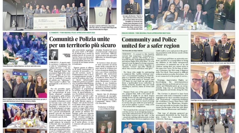 Collage from York Regional Police Appreciation Night 2026: award ceremony, a large $1,160,000 check on stage, and guests posing in uniforms and formal wear.