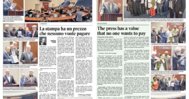 Collage of photos from a formal conference: speakers at podium, council chamber scene, and a group of award recipients.