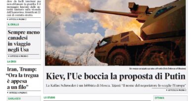 Front page of Corriere Canadese with green masthead; main headline reads 'Hantavirus, non abbassare la guardia' and a photo of an armored vehicle in a field.