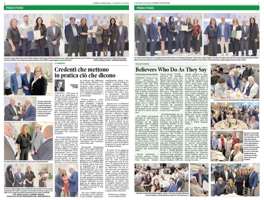 Collage of group photos from a formal event on a newspaper page, with people posing and certificates issued.