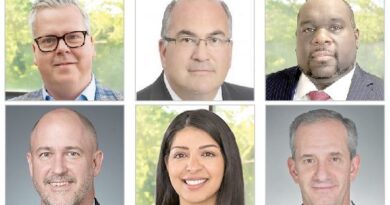 Six professional headshots arranged in a 3×2 grid, featuring diverse individuals in business attire against neutral or office backgrounds.